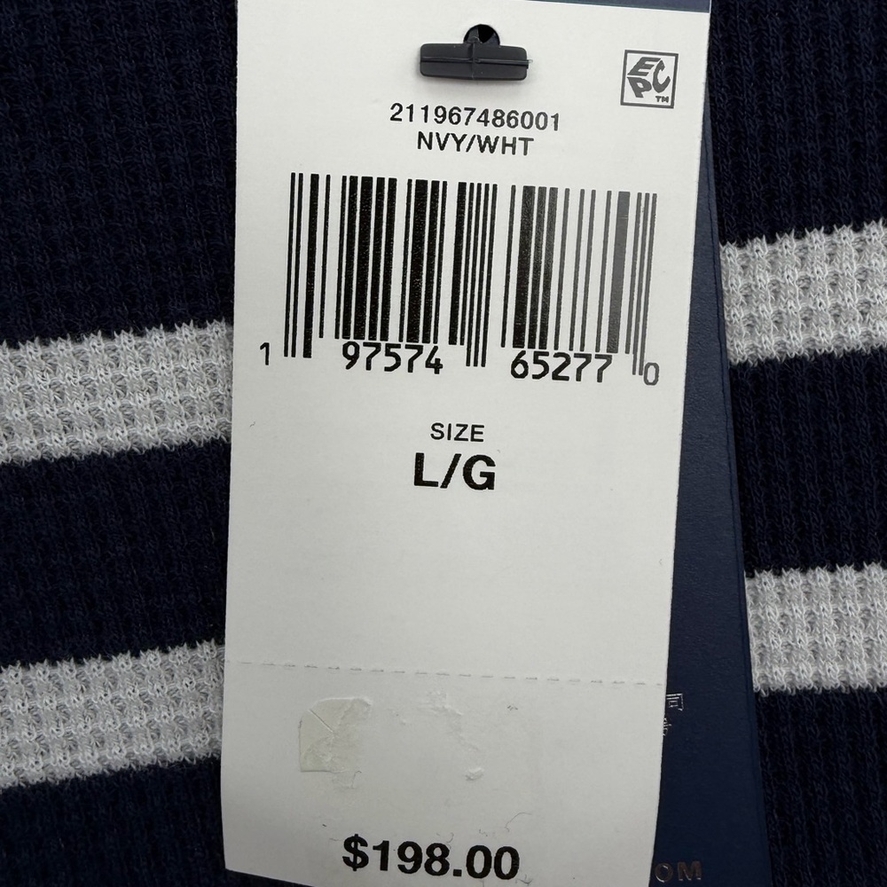 New Ralph Lauren - Large & XL Navy & White Striped Long-Sleeve Fit & Flare Dress - Picture 3 of 5